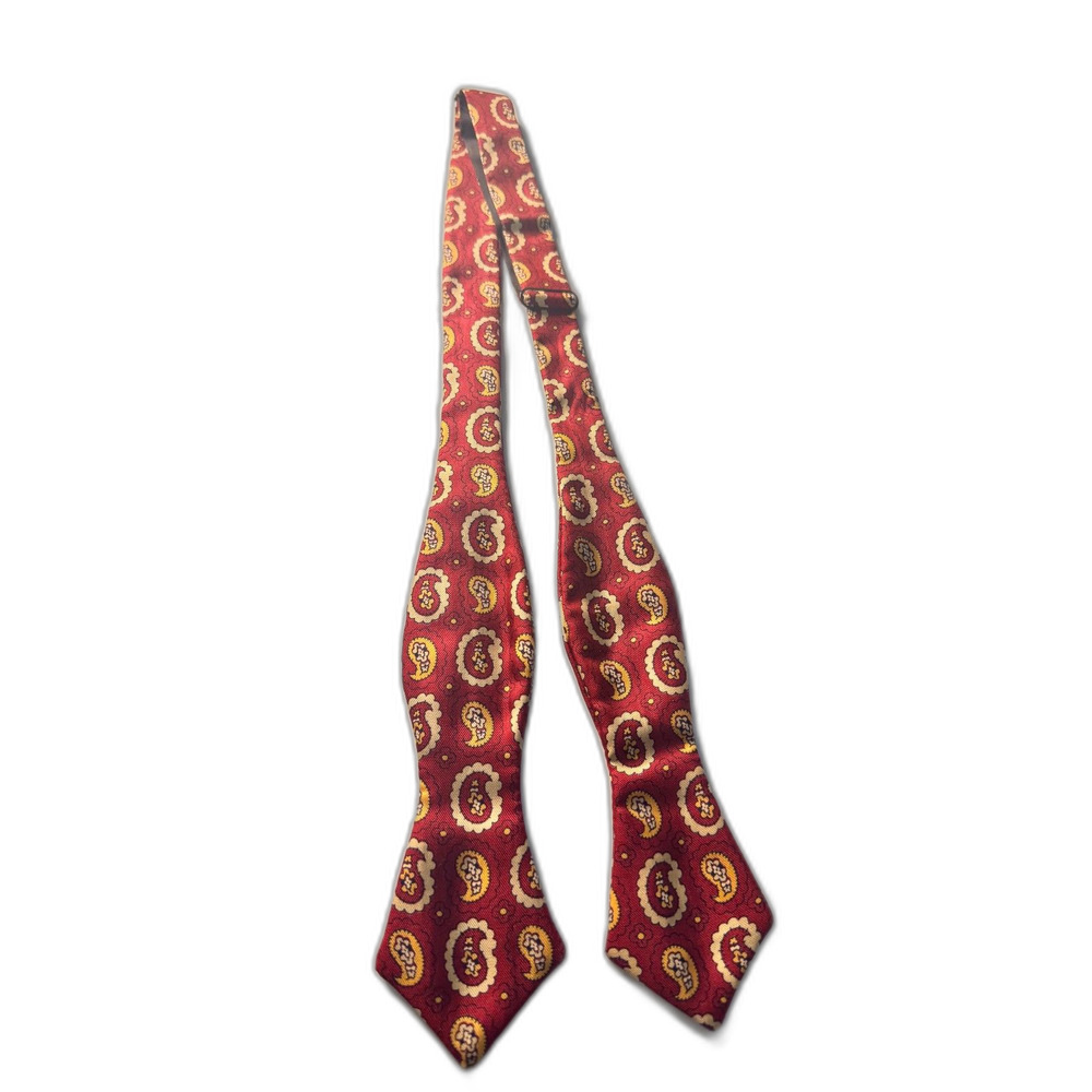 Stylish red geometric patterned self‑tie bow tie … - image 1